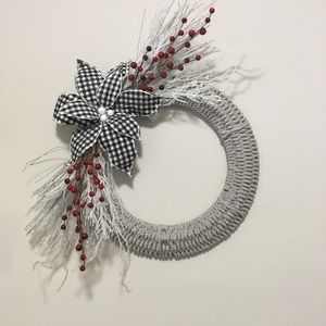 Silver Woven Embellished Christmas Wreath